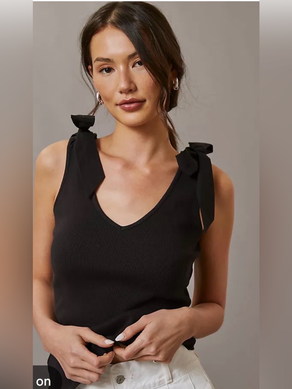 NWOT Anthropologie Maeve Black Rafaela Bow-Tie Tank